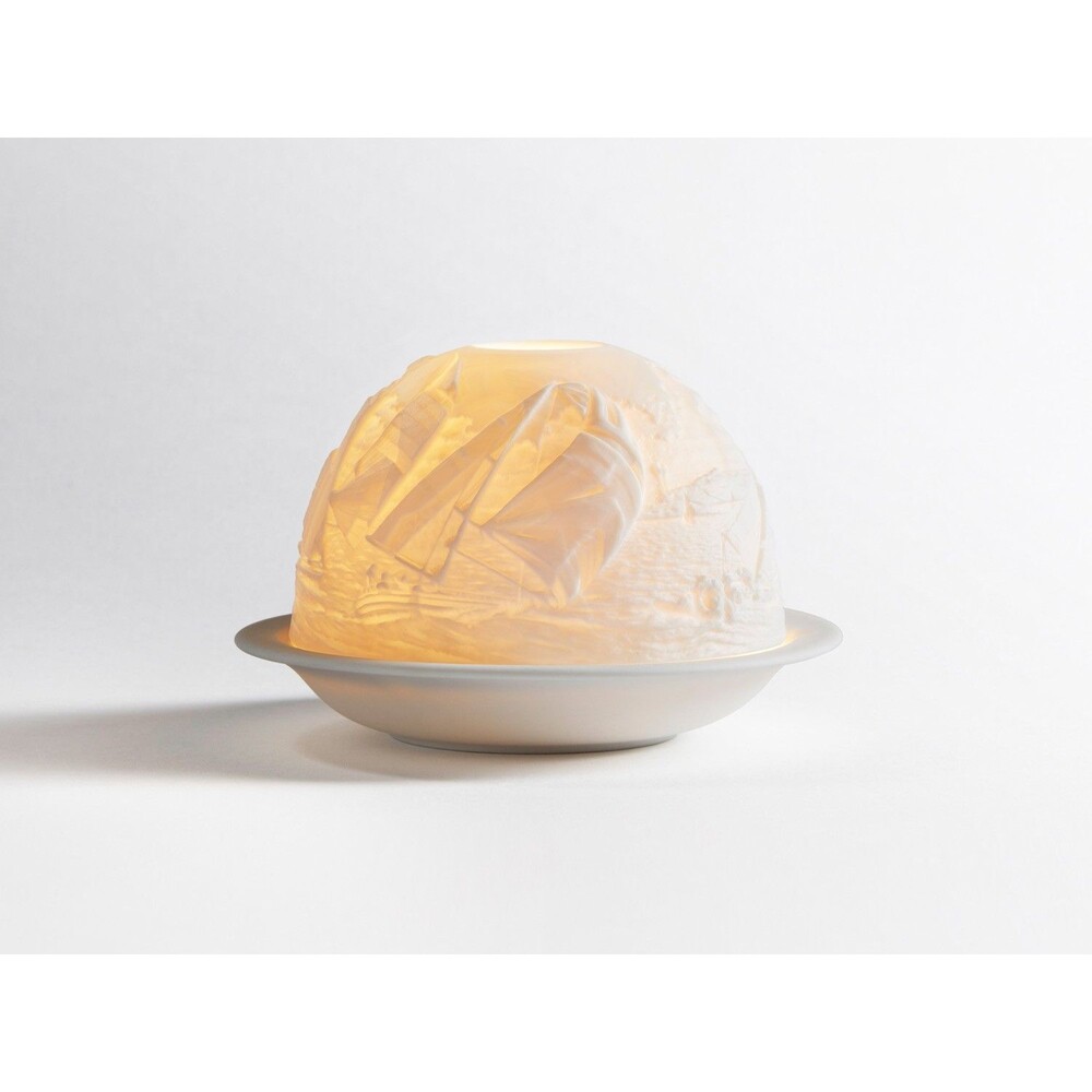 Bernardaud Limoges Porcelain Votive Light Sailboats Lithophane France NEW Sealed